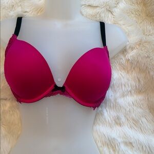 Victoria's Secret Hot Pink Push-Up Bra with Black Straps